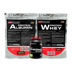 KIT Albumina 500g + Whey Protein 500g + Thermo Start 120g Limão - Body