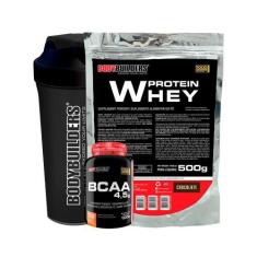 Kit Whey Protein 500g + BCAA 100g + Coqueteleira - Bodybuilders,  Choc