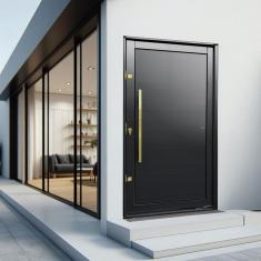 Porta Pivotante Lambril Com Puxador Lado Direito Elite 216x100 Preto