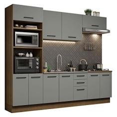Cozinha Completa Madesa Agata 270001 com Armário e Balcão (sem Tampo e Pia) Rustic/cinza