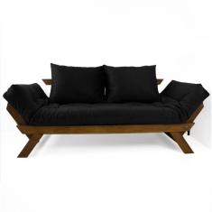 Sofá Japão Futon Preto Madeira Maciça Imbuia