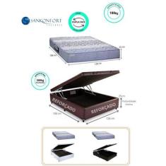 Conjunto Cama Box Baú Casal Viúva + Colchão Espuma Ortopédica Sankonfo