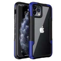 Capa de telefone à prova de choque para iphone 12 11 13 pro max x xr capa transparente para iphone 7 8 plus 11 12 13 hard pc soft tpu capa completa, azul, para iphone xr