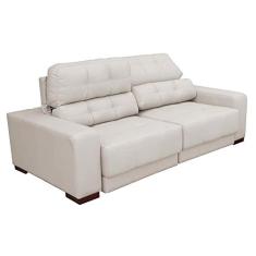 Sofá Sala de Estar Retrátil e Reclinável 3 Lugares Lisboa 210cm Couro Off White - Gran Belo
