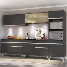 Armário De Cozinha Completa 5 Peças Com Leds Mp2014.898 Veneza Up Multimóveis Preto
