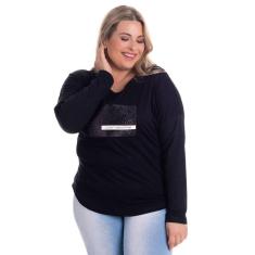 Blusa Manga Longa Feminina com Aplique em Glitter