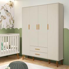 Guarda Roupa de Bebê 4 Portas 2 Gavetas Isis Móveis Reller Areia