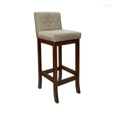 Banqueta Média para Bancada Tóquio Madeira Maciça Matelassê Suede Bege CCS