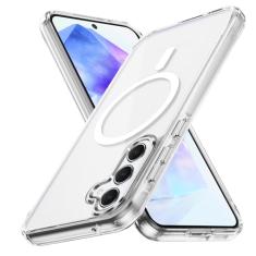 Lunivop Capa rígida para Samsung Galaxy A55 5G [compatível com Magsafe] Capa magnética resistente a amarelamento transparente para A 55 16.8 cm 2024 Rugged Best Phone Cases Clear