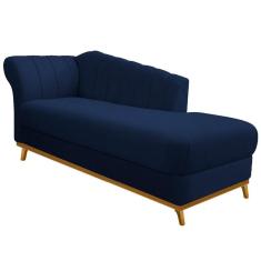 Diva Recamier Vanessa 160cm Lado Direito Suede Cor Azul Marinho