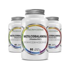 3 Vitamina B12 Metilcobalamina 414% 60 Cápsulas - Flora Nativa, sem