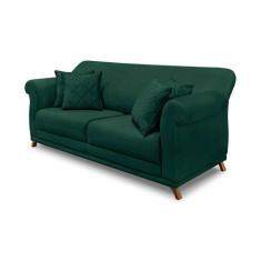 Sofá 3 Lugares Abruzzo Veludo Verde 220 cm - Spezzia Decor