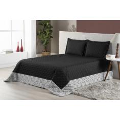 Jogo De Cama Vitória Queen Preto Com Babado Estampado 3 Pçs - Brucebab