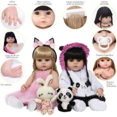Bebes Reborn Recém Nascidas Coelhinha Pandinha Com Pelúcia - Cegonha R