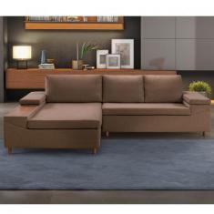 Sofá 3 Lugares com Chaise e Entrada USB Clássico Invertido - Estofart