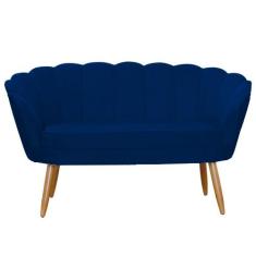 Namoradeira Decorativa Pétala Suede Pés de Madeira - Ds Estofados, Azu