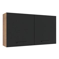 Armário Aéreo Madesa Agata 120 cm 2 Portas - Rustic/preto