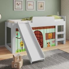 Cama Infantil Com Escorregador E Cortina Diversao Meu Fofinho