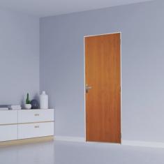 Kit Porta de Madeira Lisa 215x75cm com Batente de Aço 12cm Açomad mgm