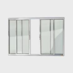 Janela de Aluminio de Correr 100x150cm 4 Folhas com Vidro Liso Confort Brimak