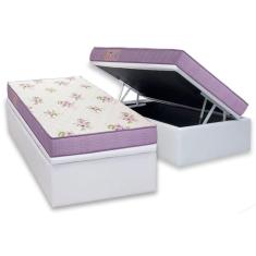 Cama Box Baú Solteiro: Colchão Molas Ensacadas Ortobom D23 Physical Super Resistente + Base crc Courano White(88x188)