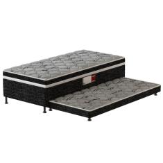 Cama Box Conjugada Solteiro Pelmex Platinum Com Cama Auxiliar 43x88x188cm Preto Com Cinza