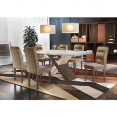 Conjunto Sala de Jantar Com 6 Cadeiras Imperatriz Rufato, Off White / 