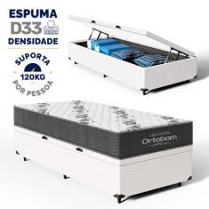 Cama Box Baú com Colchão de Espuma D33 Ortobom Airtech 100 88 cm, Bran