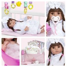 Boneca Bebê Reborn Abigail 52cm Toda de Silicone + Enxoval - Cegonha R
