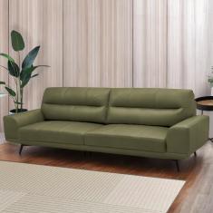 Sofá Decorativo Ashton 3 Lugares Sala de estar 256cm Pés em Aço Couro Fendi G88 - Gran Belo