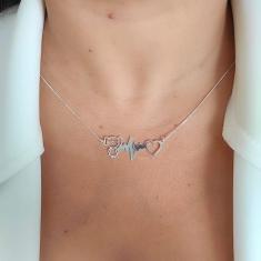 Colar Corrente Batimentos Cardíacos Menina De Prata 925