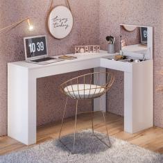 Escrivaninha em L com Penteadeira Star II Branca