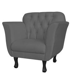 Poltrona Decorativa Helena Pés Luis XV Suede Cinza - DS Estofados