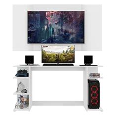 Mesa Gamer Escrivaninha com Painel Tv 55" Guilda Multimóveis Branca