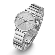 BOCCI Relógios automáticos para mulheres pulseira de aço inoxidável prata elegante relógio feminino menchanico à prova d'água luminoso aniversário dia dos namorados , Prateado - cinza