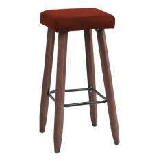 Banqueta Decorativa Alta Kiara Estofada Com Pés Em Madeira