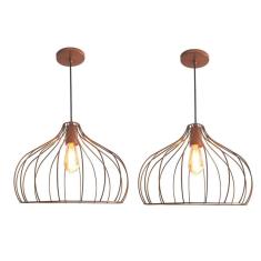 Kit 2 Lustres Aramado Onion Ø42X25Cm Cobre Retrô Md8026