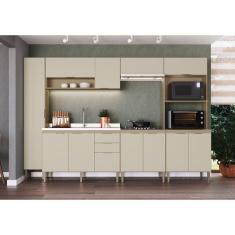Cozinha Completa 6 Peças com Paneleiro Balcão para Pia e Cooktop Carol Mocca/Areia