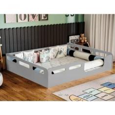 Potente Moveis Cama Casal Montessori Cor Cinza Sem Colchão