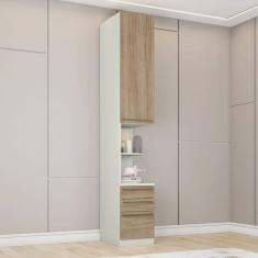 Guarda-Roupa Solteiro Modulado 1 Porta 3 Gavetas Areia/Jequitibá - Henn