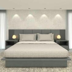Cama King Cabeceira 2 Mesas c/ gaveta e nicho MDF Sob Medida - Casa La
