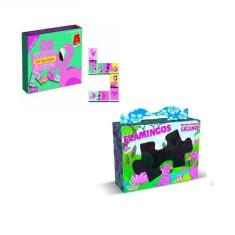 Dominó em Madeira +Quebra Cabeça Gigante-Flamingo- Algazarra