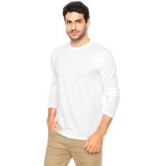 Camiseta Manga Longa Branca 100% Algodão Di Nuevo, Branco, GG