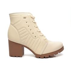 Bota Coturno Salto Bloco Feminino Dakota Bege
