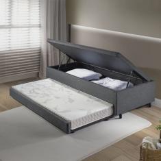 Bicama com Baú Viúva Reforçado 120x203 Cm em Linho