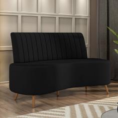 Sofá Living Decorativo 2 Lugares 1,35m Katara Preto Veludo G33 - Gran Belo