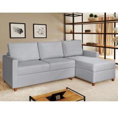 Sofá 3 Lugares Com Chaise Moov Yescasa Cinza Claro