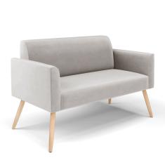 Sofá Namoradeira Pés Palito Natural Marisa Veludo D03 - D\'rossi Cor Cinza