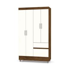Guarda Roupa Solteiro 4 Portas 102 Cm Rio Plus Imbuia/champanhe - Pallazio