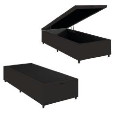Cama Box Com Baú 0,96m Com 41cm De Altura Prince Preto Preto